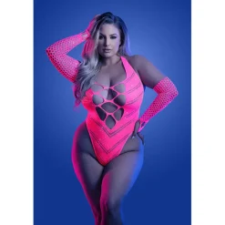 Hot LoversStores Glow Flashback UV Reactive Teddy & Gloves NeonPink