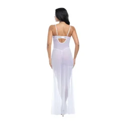Clearance LoversStores Livia Sheer Gown & Garter Set White