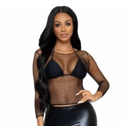 Best LoversStores Long Sleeve Fishnet Crop Top