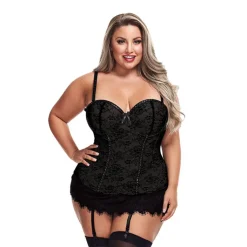 Outlet LoversStores Luxe Lace Trim Bustier & G-String