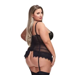 Outlet LoversStores Luxe Lace Trim Bustier & G-String