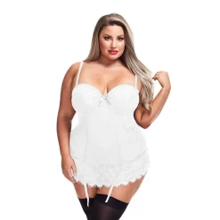 Outlet LoversStores Luxe Lace Trim Bustier & G-String