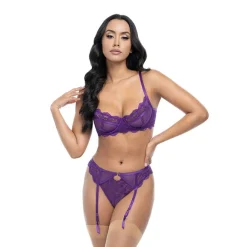 Hot LoversStores Margo Bra & Garter Panty Set Purple