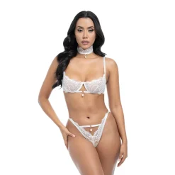 Discount LoversStores Perla Bridal Lace 3pc Set White