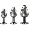 Online LoversStores 3-Piece Black Gemstone Metal Butt Plug Set