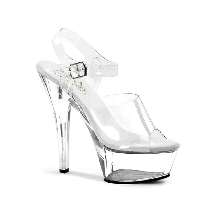 Outlet LoversStores Pleaser Kiss-208 Peep Toe Heels Clear
