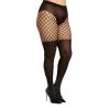 Discount LoversStores Plus Size Two-Tone Fishnet & Opaque Pantyhose Black