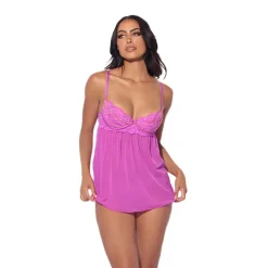 Sale LoversStores Reanna Lace & Chain Babydoll & G-String Fuchsia