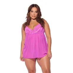 Sale LoversStores Reanna Lace & Chain Babydoll & G-String Fuchsia