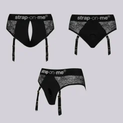 New LoversStores Strap-On-Me Diva Lace Garter Harness Black